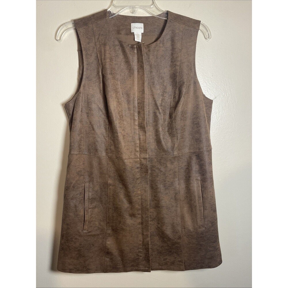 Chico's Cocoa Brown Multi Zipper Lightweight Vest. Chico Size 0 USA Size Small